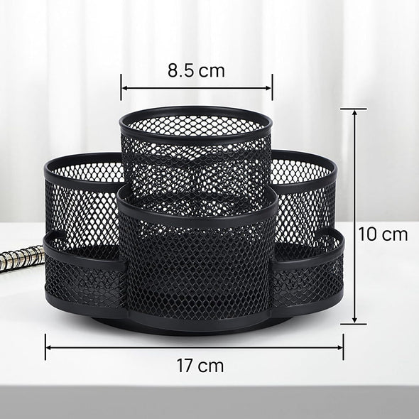 Pen Holder for Desk, Rotating Pencil Holder, Cup Holder for Desk Office, Pen Organizer in Black