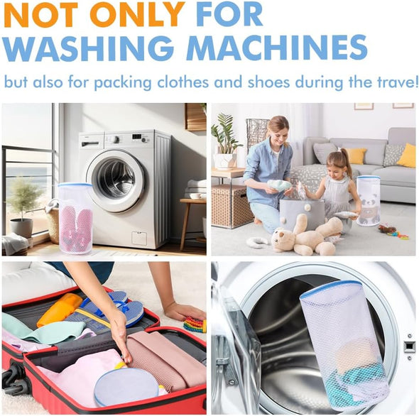 2 Pack Shoes Wash Bags,Shoe Washing Machine Bag,Shoe Laundry Bag for Washing Machine，Honeycomb Mesh Laundry Bags with Zipper for Sneakers,Running Shoes,Sock,Bras,Delicates and Toys（14 in X 7.8 In）