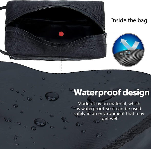 FUNSEED Travel Toiletry Bag for Women and Men, Water-Resistant Shaving Bag for Toiletries Accessories, Foldable Storage Bags with Divider and Handle for Cosmetics Toiletries Brushes Tools