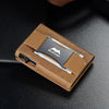 Leather Wallet for Men Slim Minimalist: Smart Pop up Wallet with Cash Strap - RFID Front Pocket Trifold Credit Card Holder - Gift for Man Husband at Anniversay Brithday