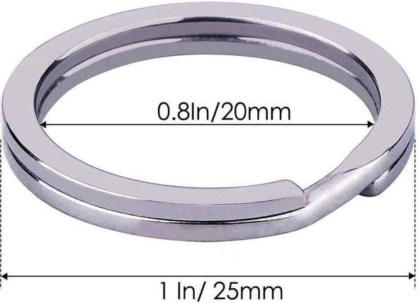 KINGFOREST 100-Pack 1 Inch Metal Key Rings (25Mm) - Silver Split Keychain Rings for Keys, DIY Crafts, Home, Car & Office Accessories - Durable Nickel Flat Keyrings Bulk