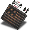 DK86 Mens Wallet USA Flag Bifold Wallet for Men RFID Blocking Full Grain Leather with Hand Burnished Extra Capacity Multiple Card Slots with 2 ID Windows