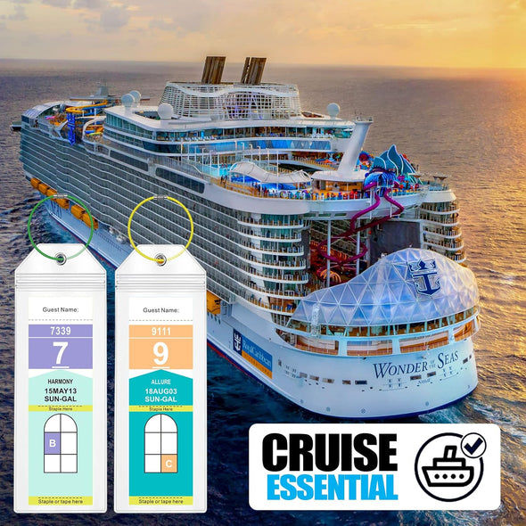 Cruise Luggage Tag Holder for Royal Caribbean Ships and Celebrity, 6Pack Clear Tags Cruise Travel Essentials for 2025-2026
