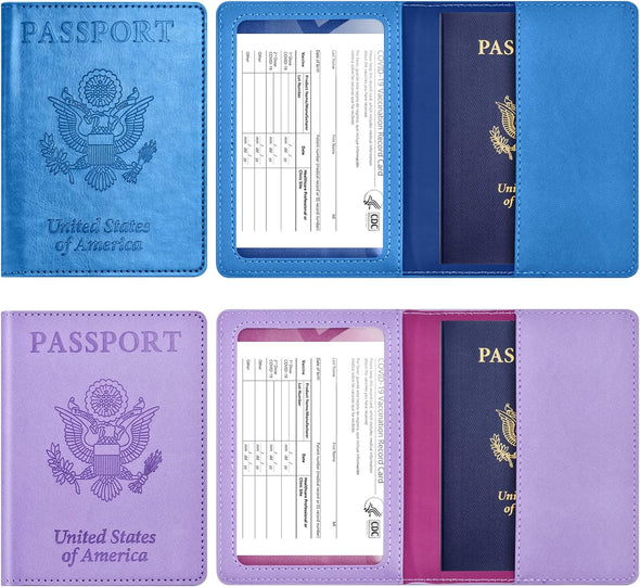 Eoehro 2Pack Passport Holder Wallet Cover Case, Travel Essentials for Women and Men