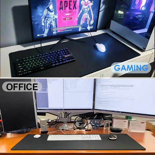 KTRIO Large Gaming Mouse Pad with Superior Micro-Weave Cloth, Extended Desk Mousepad with Stitched Edges, Non-Slip Base, Water Resist Keyboard Pad for Gamer, Office & Home, 35.4 X 15.7 In, Black