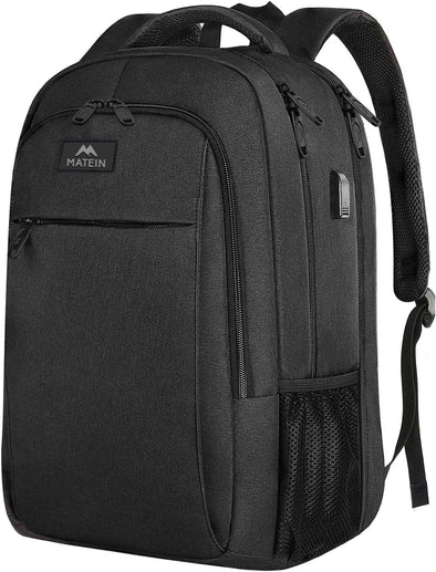 MATEIN Extra Large Backpack, 17 Inch Travel Laptop Backpack with USB Charging Port, anti Theft TSA Friendly Business Work College Computer Backpack for Men Women, Black