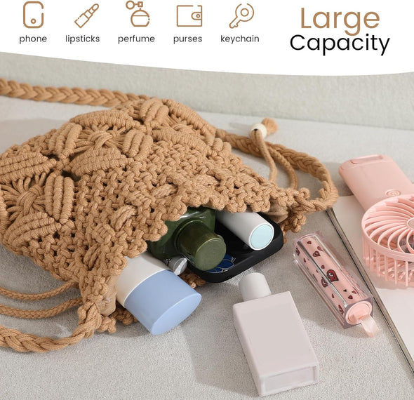 Summer Purse - Woven Crossbody Bags Boho Crossbody Purses for Women Crochet Handbags Shoulder Bag Handbags 2025
