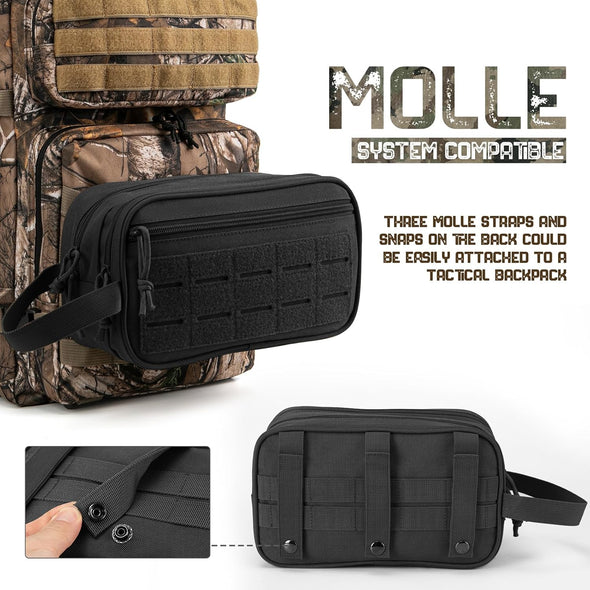 QT&QY Tactical Toiletry Bag for Men Hygiene Bag EDC Military Tool Molle Pouches Small Dopp Kit Mens Shaving Kit Travel Shower Bags