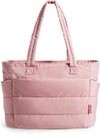 BAGSMART Tote Bag for Women, Lightweight Puffy Tote Bag with Compartments, Quilted Shoulder Bag Handbag for Travel, Work