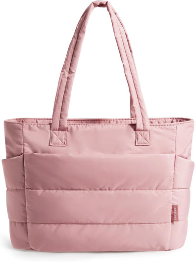 BAGSMART Tote Bag for Women, Lightweight Puffy Tote Bag with Compartments, Quilted Shoulder Bag Handbag for Travel, Work