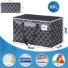 Extra Large Moving Bags, Heavy-Duty Storage Totes with Zipper Top and Sturdy Handles, Moving Supplies for Space Saving and Packing, Collapsible Storage Bags, Black & Gray, 88L, 6-Pack