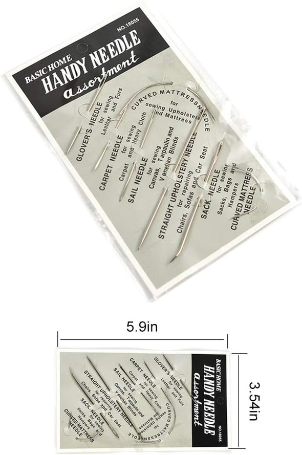 Topus Extra Strong Upholstery Repair Sewing Thread Kit and Heavy Duty Household Hand Needles, Including 7 Styles of Leather Canvas Sewing Needles and 3 Rolls Nylon Thread (70 Yard per Roll), 3 Colors