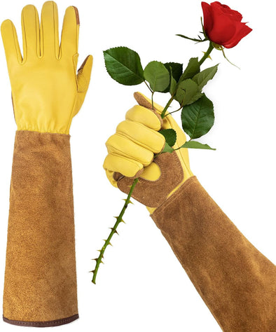 Womens Gardening Weeding Working Gloves, Leather Garden Glove for Women Thorn Proof No Stab for Digging, Planting,Pruning