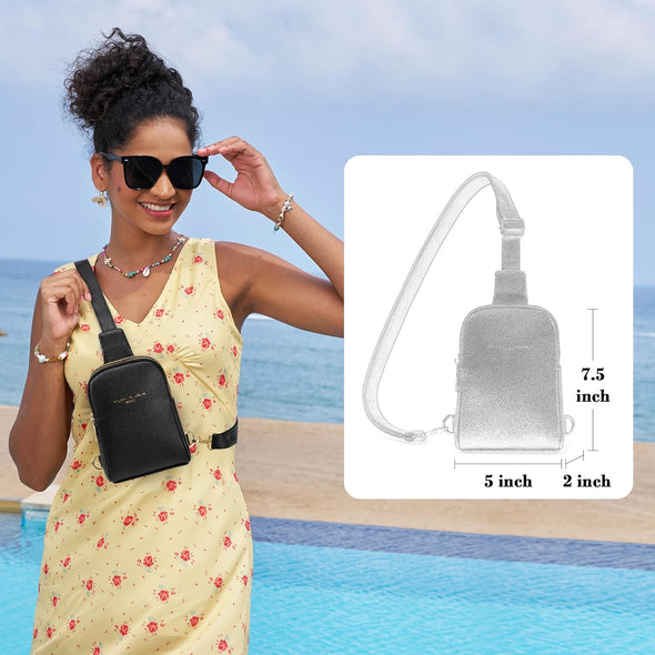 INICAT Travel Small Sling Bag Leather Crossbody Bags for Women Fanny Packs Cross Body Bag for Woman Cross Body Purses
