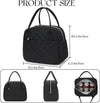 CAMTOP Lunch Box for Women Insulated Lunch Bag Lunchbox Cooler Thermal Leakproof Quilted Reusable Lunch Tote Bag for Work School Travel Picnic (Black)