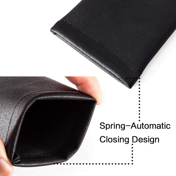TRIUMPH VISION Squeeze Leather Sunglasses Pouch - 3 Pack Spring Storage Glasses Pouch Holder