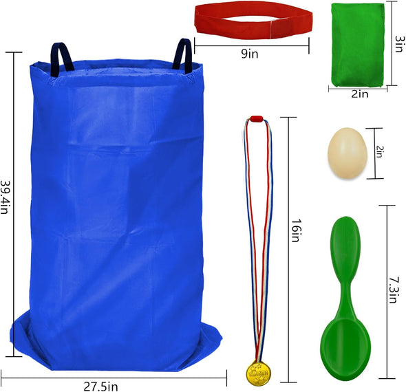 Potato Sack Race Bags - 32PCS Outdoor Games Sack Race Bags for Adults and Kids,3 Legged Race Bands,Egg Spoon Relay Race,Bean Bag Toss,Party Games for Kids,Field Day Games for Adults