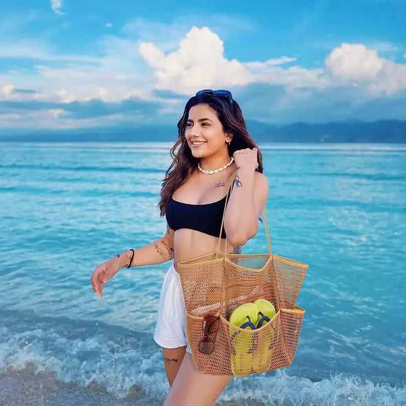 Beach Bag - Mesh Tote Bag Mothers Day Gifts for Mom Women Bag for Travel Pool Family Beach Vacation Cruise Essentials 2025