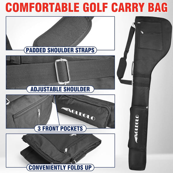 Eagleglo Golf Bag, Golf Travel Bag Foldable & Adjustable, Golf Carry Bag Holds a Full Set of Clubs, Golf Bags for 8-10 Golf Clubs, Small Golf Bag Practice Bag, Carry Golf Bags for Men, Women
