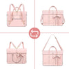 MOSISO Laptop Bag for Women, 15-15.6 Inch PU Leather Laptop Shoulder Bag Convertible Backpack, 16 Inch Messenger Bag Casual Handbag Work Briefcase Travel Computer Bag with Bowknot, Pink