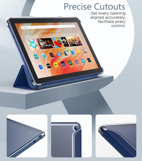 Moko Case for All-New Amazon Kindle Fire HD 10 Tablet (13Th Generation, 2023 Release) 10.1", PU Leather Trifold Stand Cover for Fire Tablet 10 2023, Auto Wake/Sleep, Navy Blue