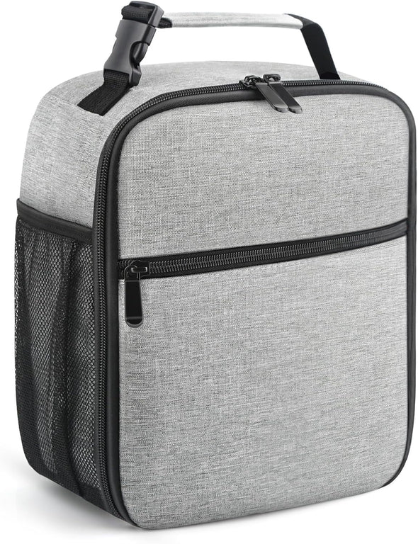 Lunch Bag for Men/Women, Reusable Lunchbox for Adult, Small Insulated Lunch Box, Lunch Tote Bag for Office, Work, Picnic - Grey