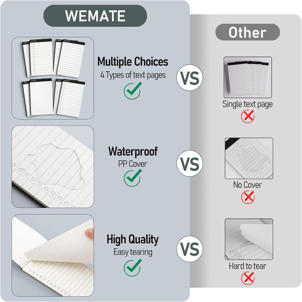 WEMATE 10 Pieces Notepad Holder Set Pocket Notebook - Included Mini Pocket Notepad Holder Set with 8 Memo Book Refills and Metal Pen for Meetings, Daily Records, and Notes 3 X 5 Inch (Brown)