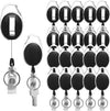 20 Pack Retractable Badge Holder with Carabiner Reel Clip, Badge Reel Bulk ID Card Key Holder with Ring, Heavy Duty Black Key Chain Extender for Office Work Employee