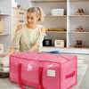 6 Pack Extra Heavy Duty Large Moving Bags with Comfortable Handle & Strong Zipper,Storage Totes for Space Saving Moving Storage College Supplies Alternative to Moving Box,Pink