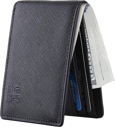 Gostwo Slim Wallet for Men Minimalist Leather ID Window Front Pocket Bifold Wallet