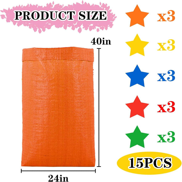 15Pcs Potato Sack Race Bags Large Size Game Race Bag for Carnival Easter Christmas School outside Lawn Sports Games, Birthday Parties, Outdoor Family Gatherings, Barbecues