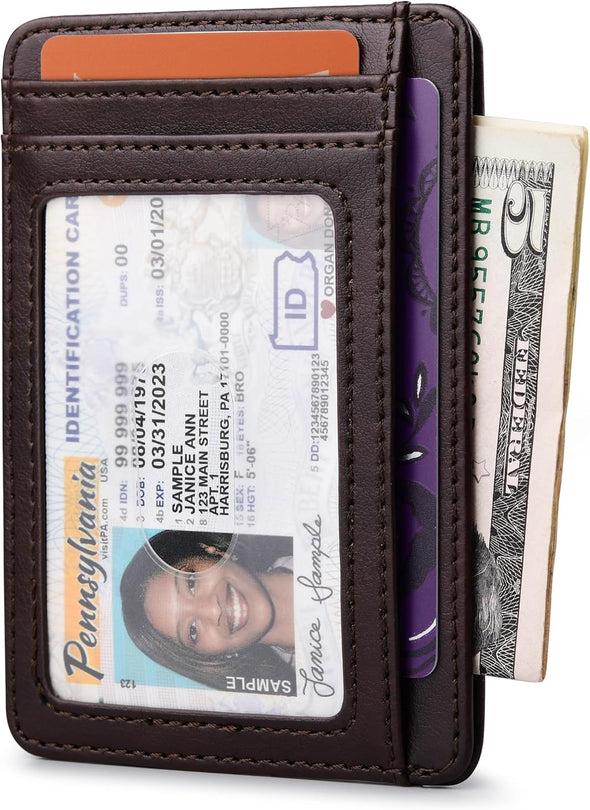 Buffway Slim Minimalist Front Pocket RFID Blocking Leather Wallets for Men and Women