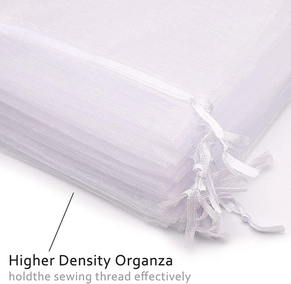 50PCS Premium Sheer Organza Gift Bags, 3X4 Inch Elegant Jewelry Pouches, Wedding Favors, Christmas Party Decorations, Bathroom Soaps & Makeup Wrapping Supplies (White)