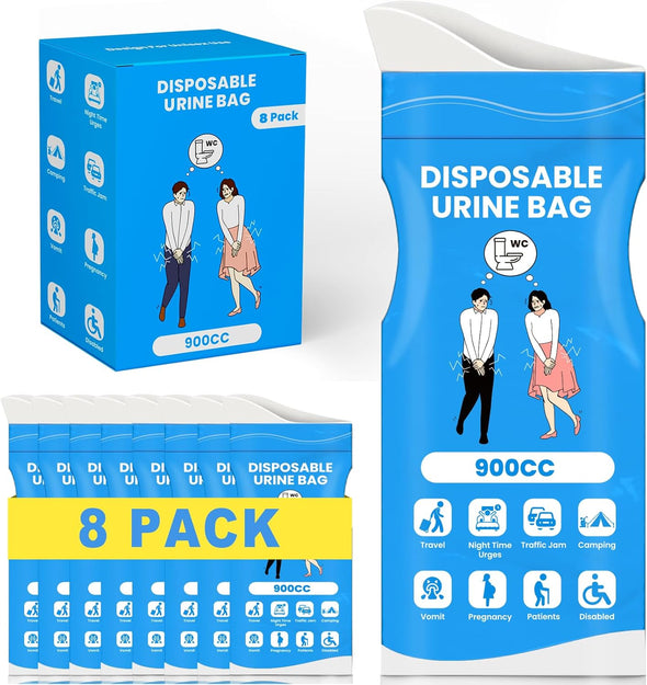Disposable Urine Bags, 900ML Pee Bags for Women Men Emergency Use, 8/12/24 Pcs Unisex Urine Vomit Bag for Camping, Hiking, Traffic Jams, Road Trips, Pregnant, Patients