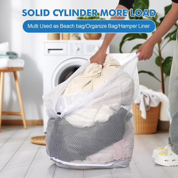 3Pcs Mesh Laundry Bags Washing Machine Mesh Wash Bags Jumbo for Delicates Clothes,Bed Linen,Toys with Drawstring Closure Sturdy(3 Xxlarge 28 X 26 Inches)