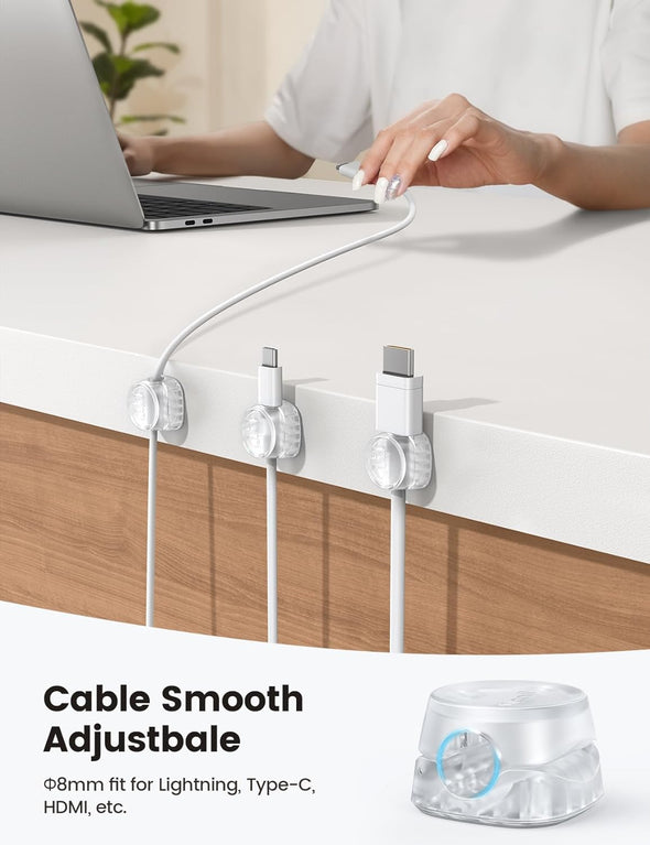 6Pack Cord Organizer, Desk Accessories - Lamicall Clear Desktop Cord Management, Mother'S Day for Mother, Office Workspace Organizer Accessories, Nightstand Wire Keeper Desk Decor, Office Must Haves