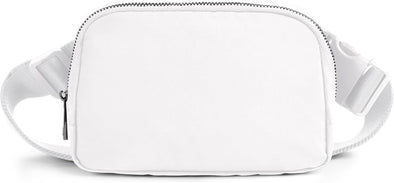 ODODOS Unisex Mini Belt Bag with Adjustable Strap Small Fanny Pack for Workout Running Traveling Hiking, White
