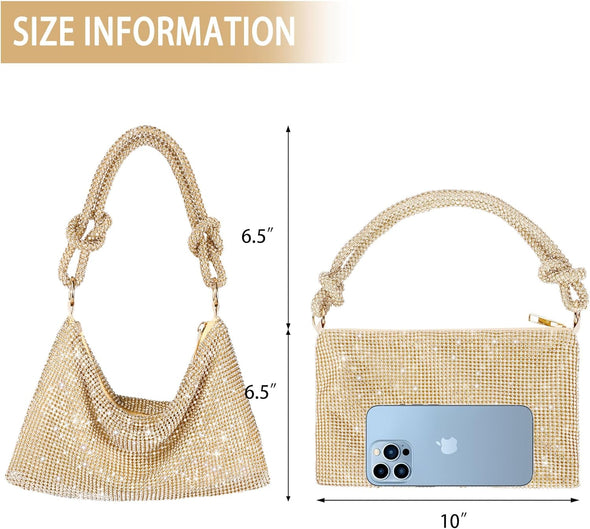 Rhinestone Purse Sparkly Evening Bag Silver Clutch Purses for Women Evening, Cross Body Handbags for Party Prom Club Wedding
