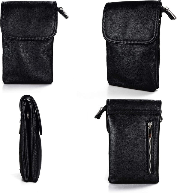 Befen Genuine Leather Small Crossbody Bags for Women Cell Phone Bag Cross Body Purses,Silver Zipper