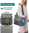 Modoker Dog Travel Bag, Weekend Pet Travel Set for Dog and Cat, Airline Approved Tote Organizer with Multi-Function Pockets, 2 Food Storage Containers, 2 Collapsible Bowls, 1 Feeding Mat (Grey)