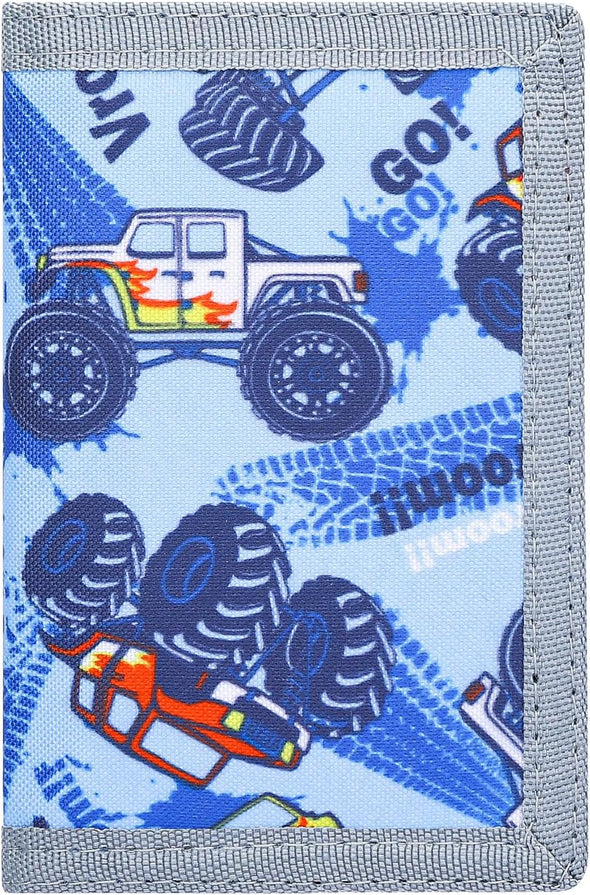 Kids Wallets for Boys Ages 4-18 Trifold, Toddler/Youth Wallet for Boys with Zippered Coin Pocket and Card Holders, Novelty Wallet for Childrens Birthday Gifts - Kart