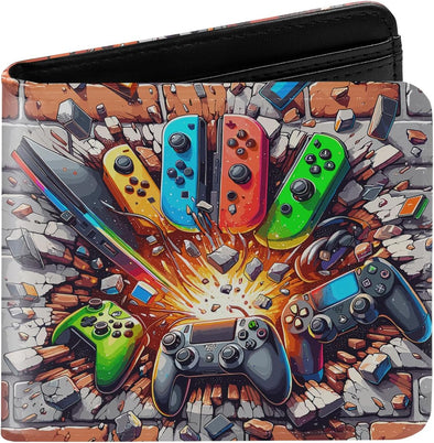 Kids Wallet for Boys, Cool Teen Boys Wallet for Kids Ages 4-5-6-7-8-9-10-11-12-13-14-15-16, Leather Wallet for Teen Boy, Gamer Gaming Video Game Teenage Teenager Youth Gifts Christmas Birthday