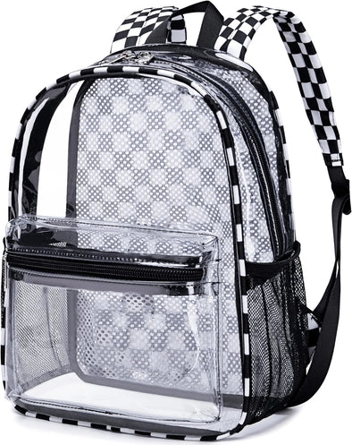 Clear Mini Backpack for Stadium Events 12X12X6 Small Transparent Backpacks Plastic See through Clear Bag for Concerts Work Festival Security Travel