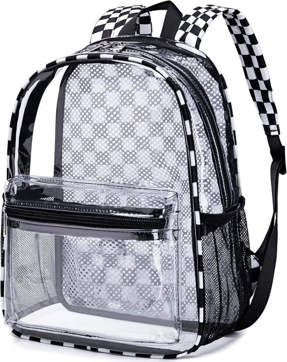 Clear Mini Backpack for Stadium Events 12X12X6 Small Transparent Backpacks Plastic See through Clear Bag for Concerts Work Festival Security Travel