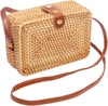 Crazypiercing Wicker round Square Crossbody Rattan Bag, Women Boho Bag Clutch Woven Handbag