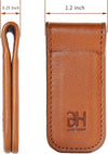 Slim Magnetic Money Clip Leather Minimalist Business Card Holder for Men, Brown