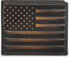 DK86 Mens Wallet USA Flag Bifold Wallet for Men RFID Blocking Full Grain Leather with Hand Burnished Extra Capacity Multiple Card Slots with 2 ID Windows