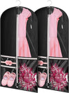 Kimbora Costume Dance Garment Bag with 3 Clear Zipper Pockets for Suits Dress Cover, Travel Storage & Competitions, Set of 2 (Black)