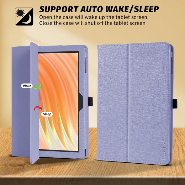 Famavala Folio Case Cover for 10.1"-Inch Fire HD 10 Tablet (13Th / 11Th Generation, 2023/2021 Release), with Auto Wake/Sleep, Compatible with Alcatel/Tcl K10 10.1" Tab (Lilac)