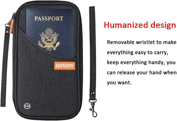 Defway Passport Holder Travel Wallet - Family Passport Holder of 4, RFID Blocking Passport Wallet for Men Women, Travel Essentials for Flying, BLACK